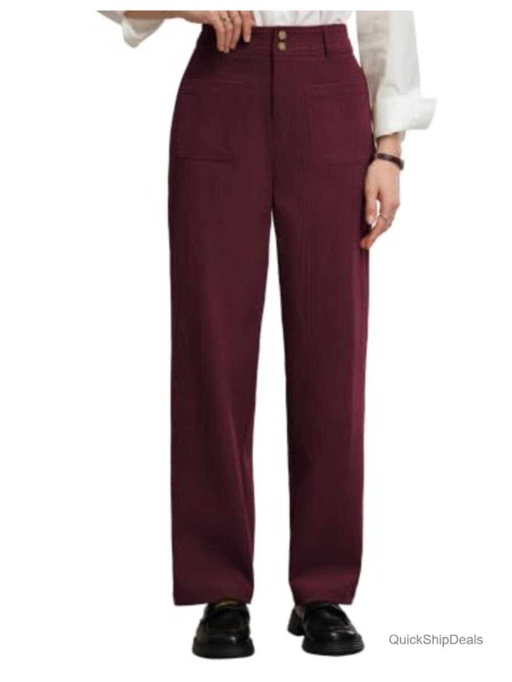 Corduroy Pants High Waisted Straight Leg Pencil Trousers